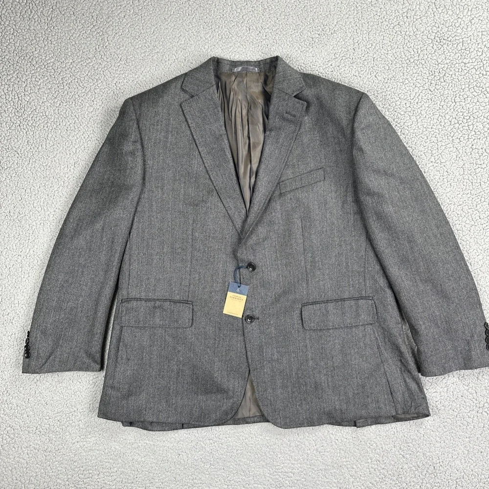 NWT Charles Tyrwhitt Wool Herringbone Blazer Men 50R Grey Classic Fit Jacket